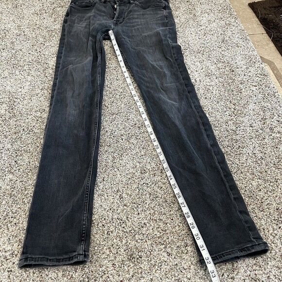 Allsaints Rex Slim Fit Distressed Solid Black Viscose Jeans 30 x 32 Button Fly - Picture 4 of 9